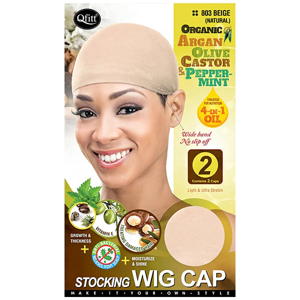 Organic Deluxe Stocking Wig Cap - Argan Olive Castor & Peppermint