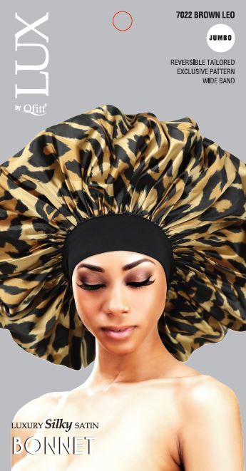 LUX Luxury Silky Satin Bonnet - Leopard Jumbo - BBII Barber & Beauty Supply