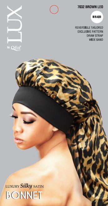 LUX Luxury Silky Satin Braid Bonnet - Leopard - BBII Barber & Beauty Supply