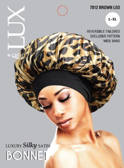 LUX Luxury Silky Satin Bonnet L -XL - Leopard - BBII Barber & Beauty Supply