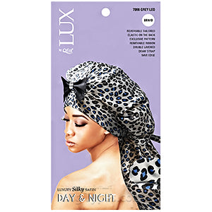 LUX Luxury Silky Satin Braid Bonnet Leopard