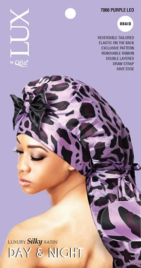 LUX Luxury Silky Satin Braid Bonnet Leopard