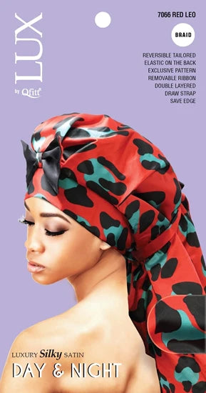 LUX Luxury Silky Satin Braid Bonnet Leopard